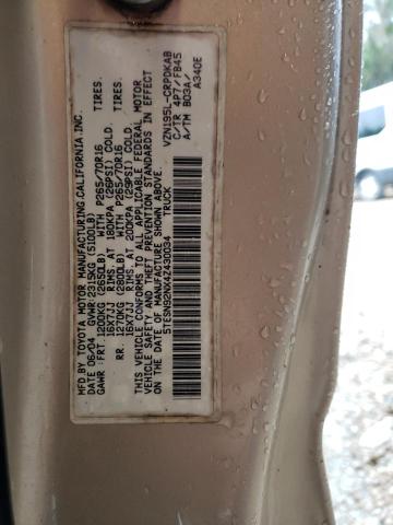 5TESN92NX4Z430034 - 2004 TOYOTA TACOMA XTRACAB PRERUNNER ოქროსფერი ფოტო 12