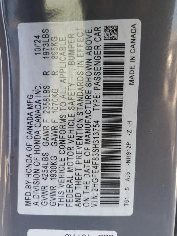 2HGFE4F83SH313754 - 2025 HONDA CIVIC SPORT Сұр фото 13