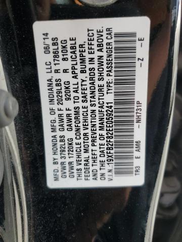 19XFB2F82EE059241 - 2014 HONDA CIVIC EX BLACK photo 12