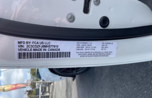 2C3CDZFJ8MH577919 - 2021 DODGE CHALLENGER R/T SCAT PACK WHITE photo 10