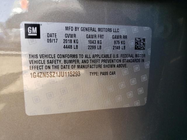 1G4ZN5SZ1JU115293 - 2018 BUICK LACROSSE PREFERRED GRAY photo 13