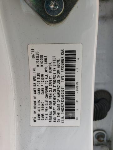 1HGCR2F83GA005291 - 2016 HONDA ACCORD EXL WHITE photo 13