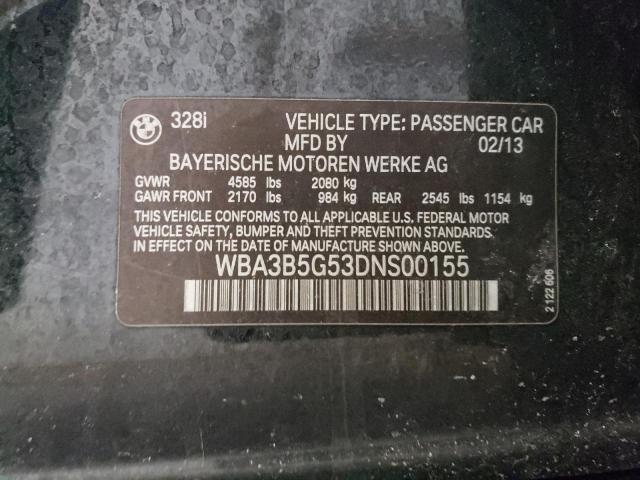 WBA3B5G53DNS00155 - 2013 BMW 328 XI SULEV BLACK photo 12