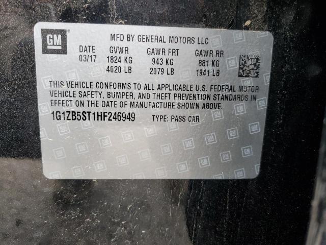 1G1ZB5ST1HF246949 - 2017 CHEVROLET MALIBU LS 黑色 照片 12