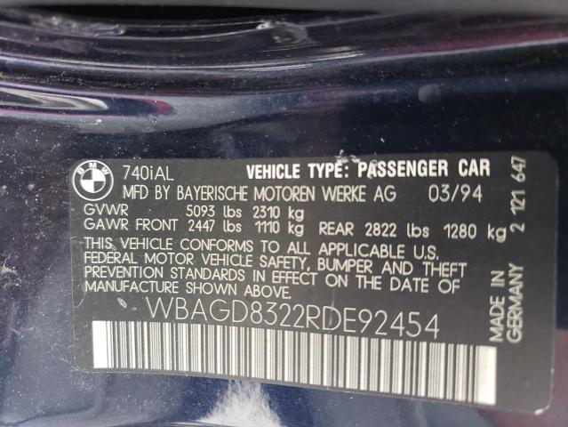 WBAGD8322RDE92454 - 1994 BMW 740 IL AUTOMATIC Көк фото 12