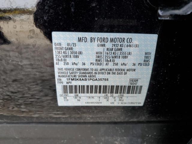 1FM5K8AB1PGA35755 - 2023 FORD EXPLORER POLICE INTERCEPTOR Սև լուսանկար 13