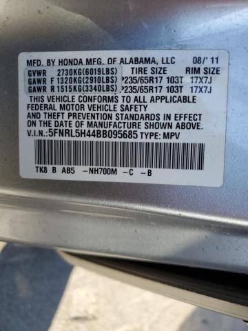 5FNRL5H44BB095685 - 2011 HONDA ODYSSEY EX SILVER photo 13