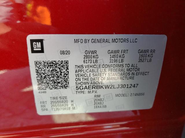 5GAERBKW2LJ301247 - 2020 BUICK ENCLAVE ESSENCE RED photo 13