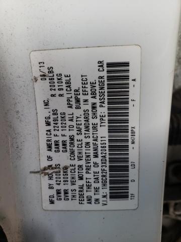 1HGCR2F3XDA206511 - 2013 HONDA ACCORD LX WHITE photo 12