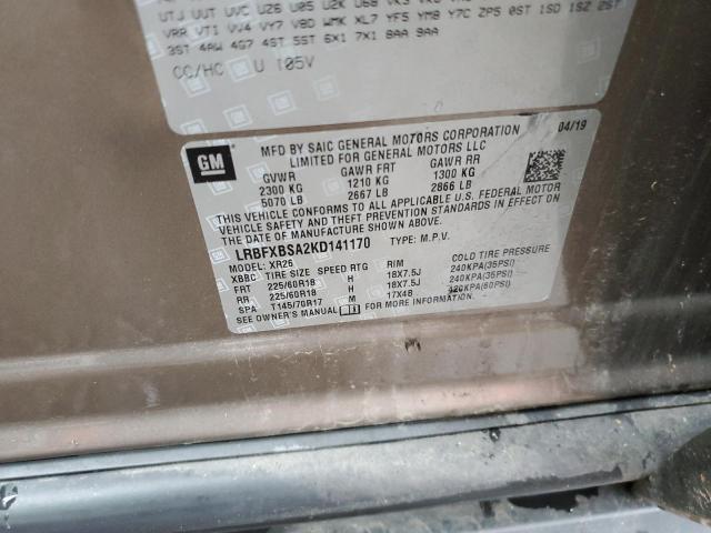 LRBFXBSA2KD141170 - 2019 BUICK ENVISION PREFERRED TAN photo 13