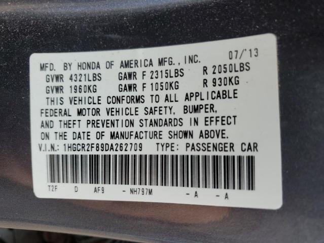 1HGCR2F89DA262709 - 2013 HONDA ACCORD EXL GRAY photo 13