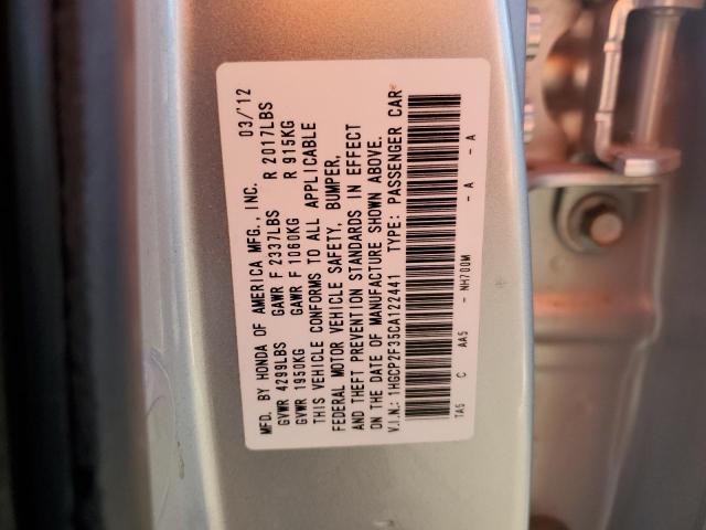 1HGCP2F35CA122441 - 2012 HONDA ACCORD LX SILVER photo 12