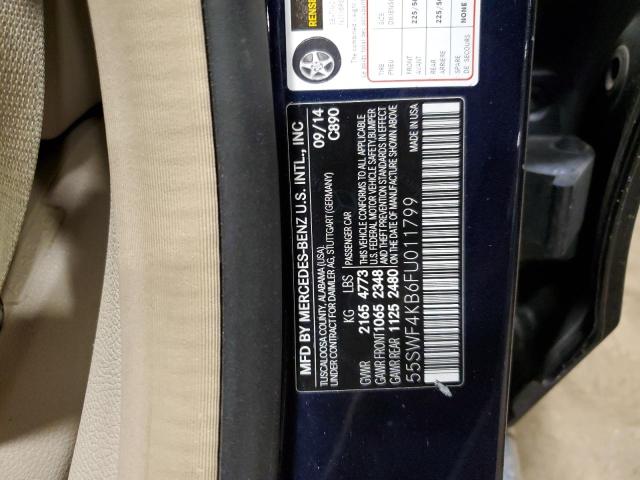 55SWF4KB6FU011799 - 2015 MERCURY C300 300 4MATIC BLUE photo 12