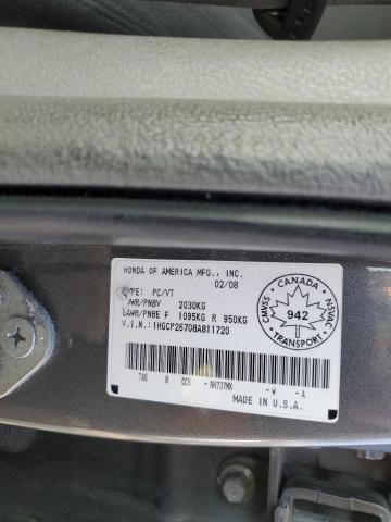 1HGCP26708A811720 - 2008 HONDA ACCORD EX GRAY photo 12