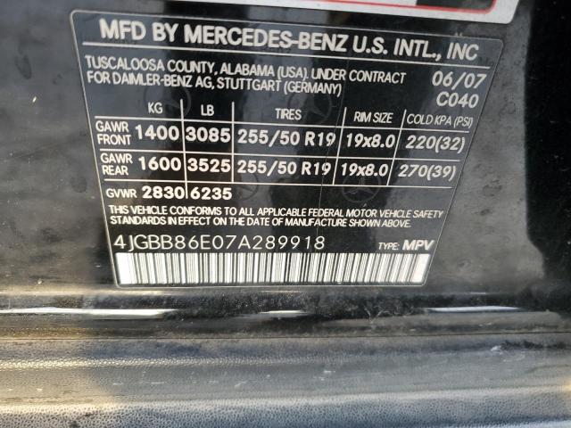 4JGBB86E07A289918 - 2007 MERCEDES-BENZ ML 350 BLACK photo 13