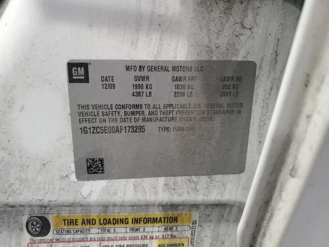 1G1ZC5E00AF173285 - 2010 CHEVROLET MALIBU 1LT WHITE photo 12
