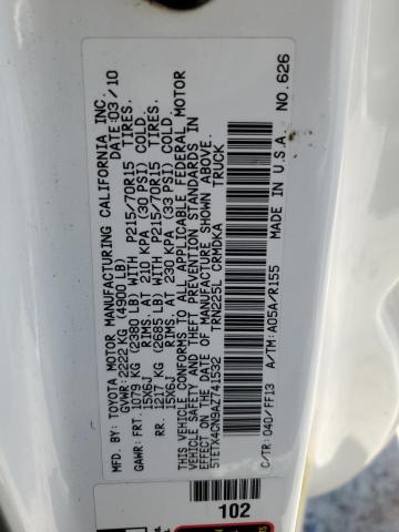 5TETX4CN9AZ741532 - 2010 TOYOTA TACOMA ACCESS CAB თეთრი ფოტო 12