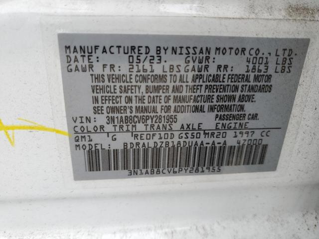 3N1AB8CV6PY281955 - 2023 NISSAN SENTRA SV WHITE photo 12