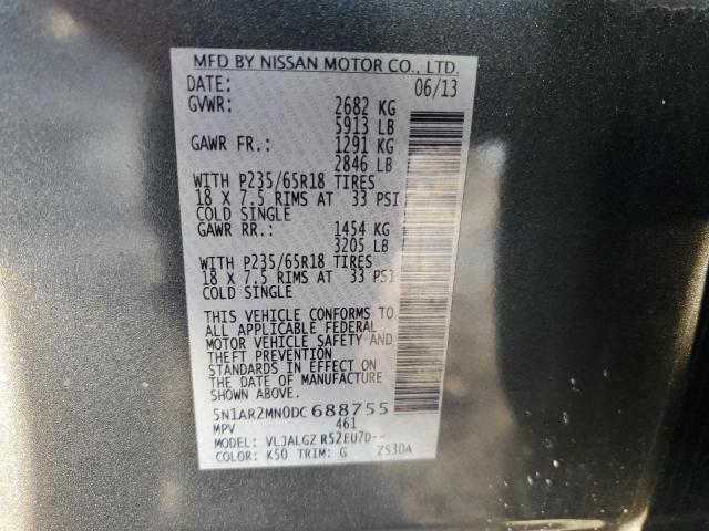 5N1AR2MN0DC688755 - 2013 NISSAN PATHFINDER S 灰色 照片 13