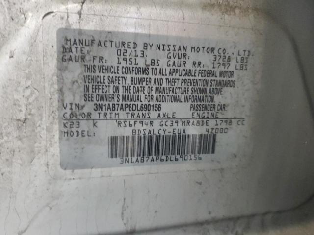 3N1AB7AP6DL690156 - 2013 NISSAN SENTRA S SILVER photo 12