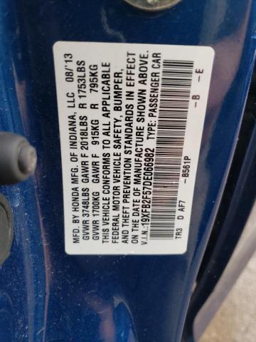 19XFB2F57DE066982 - 2013 HONDA CIVIC LX BLUE photo 13