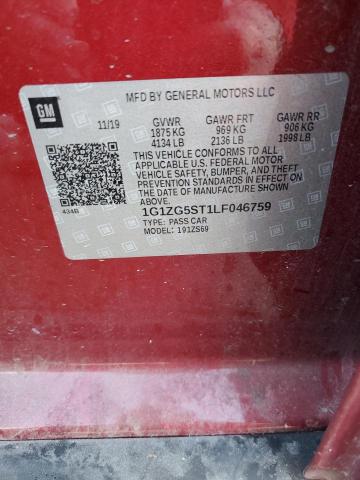 1G1ZG5ST1LF046759 - 2020 CHEVROLET MALIBU RS 红色 照片 12