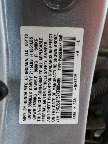 19XZE4F59KE005405 - 2019 HONDA INSIGHT EX SILVER photo 13