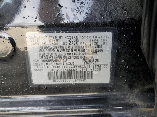 3N1CN8EV6ML875421 - 2021 NISSAN VERSA SV BLACK photo 12