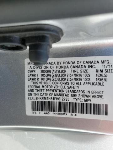 2HKRM4H34FH612795 - 2015 HONDA CR-V LX SILVER photo 13