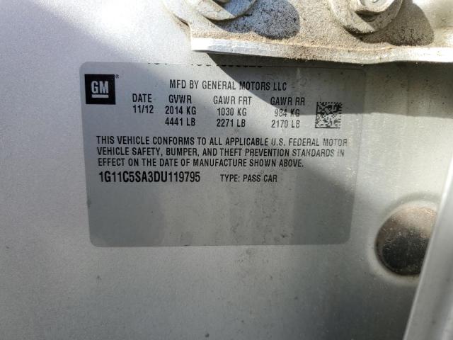 1G11C5SA3DU119795 - 2013 CHEVROLET MALIBU 1LT 银色 照片 12