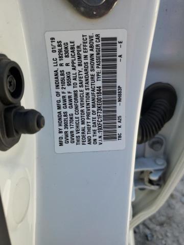 19XFC1F73KE001844 - 2019 HONDA CIVIC EXL თეთრი ფოტო 12