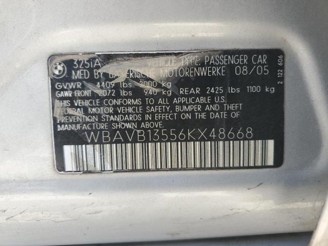 WBAVB13556KX48668 - 2006 BMW 325 I SILVER photo 13