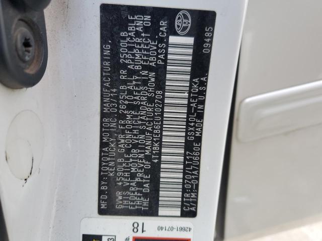 4T1BK1EB6EU102708 - 2014 TOYOTA AVALON BASE 白色 照片 12
