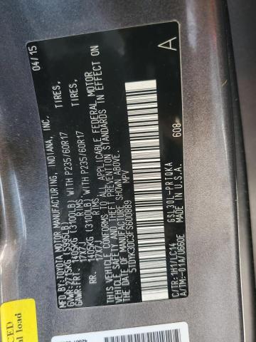 5TDYK3DC3FS600889 - 2015 TOYOTA SIENNA XLE CHARCOAL photo 14