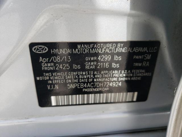 5NPEB4AC7DH724924 - 2013 HYUNDAI SONATA GLS SILVER photo 12