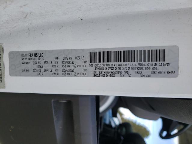 3C6TRVNG4HE511646 - 2017 RAM PROMASTER 1500 STANDARD WHITE photo 12
