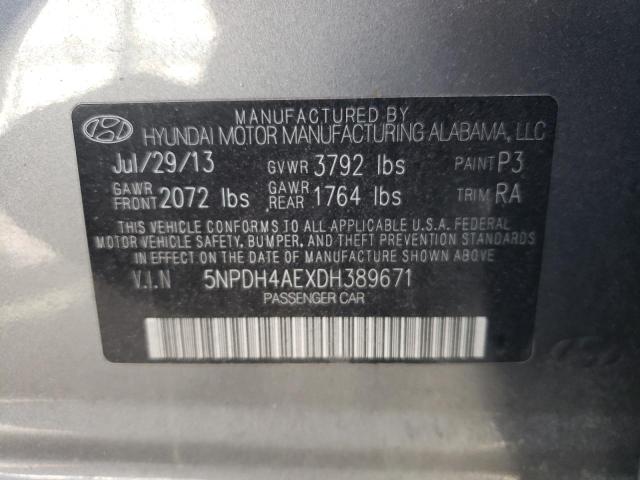 5NPDH4AEXDH389671 - 2013 HYUNDAI ELANTRA GLS GRAY photo 12