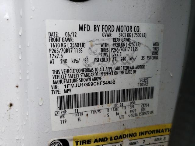 1FMJU1G59CEF54852 - 2012 FORD EXPEDITION XL WHITE photo 13