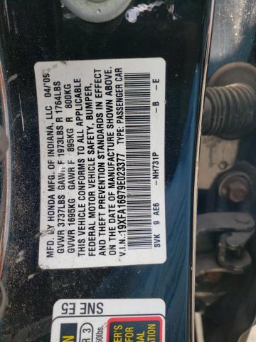 19XFA16979E023377 - 2009 HONDA CIVIC EXL შავი ფოტო 12