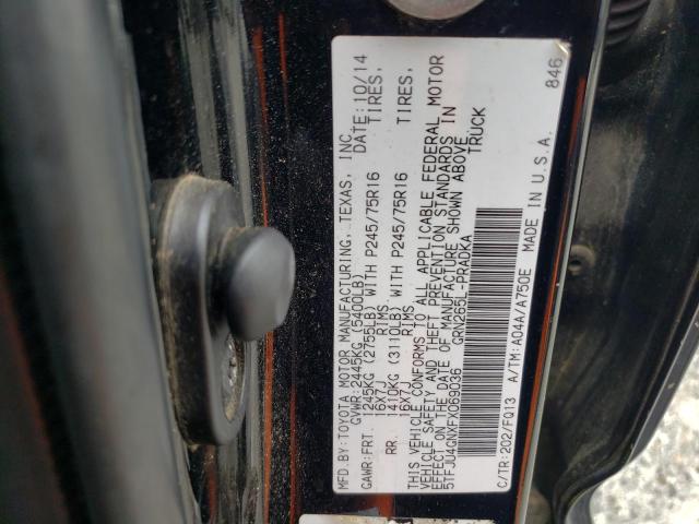 5TFJU4GNXFX069036 - 2015 TOYOTA TACOMA DOUBLE CAB PRERUNNER BLACK photo 12