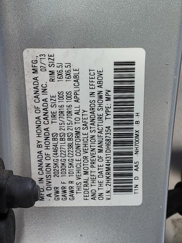 2HKRM4H31DH687354 - 2013 HONDA CR-V LX SILVER photo 12