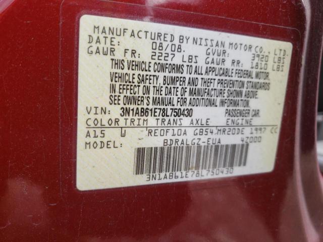 3N1AB61E78L750430 - 2008 NISSAN SENTRA 2.0 RED photo 13