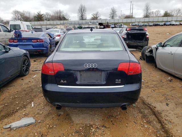 WAUDH78EX7A119145 - 2007 AUDI A4 3.2 QUATTRO BLUE photo 6