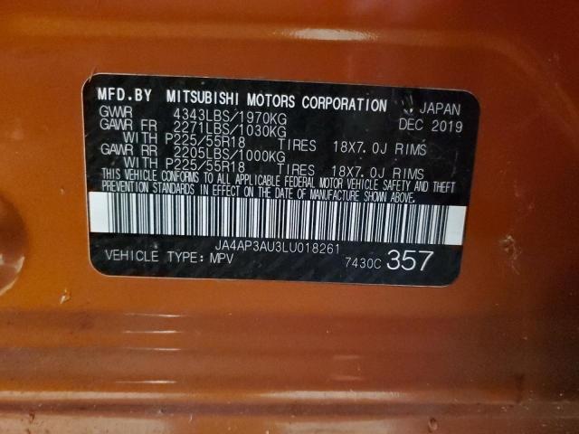 JA4AP3AU3LU018261 - 2020 MITSUBISHI OUTLANDER ES ORANGE photo 12