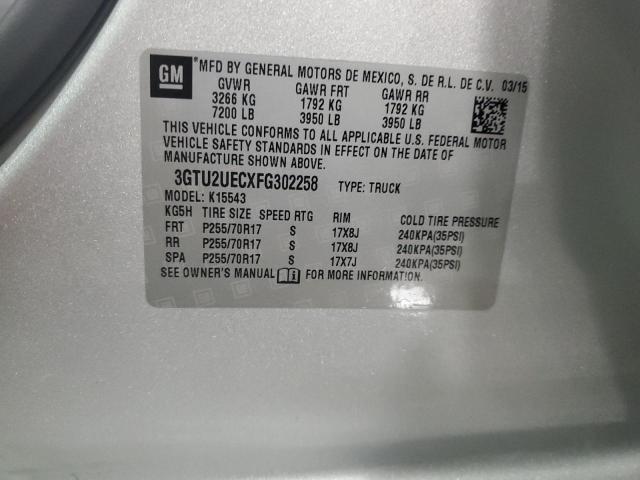 3GTU2UECXFG302258 - 2015 GMC SIERRA K1500 SLE GRAY photo 12