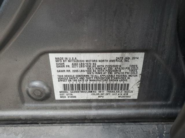 4A4AR3AU2EE022274 - 2014 MITSUBISHI OUTLANDER ES GRAY photo 13