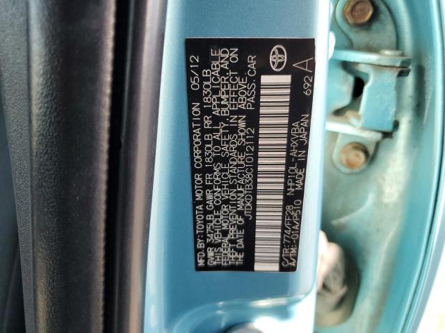 JTDKDTB38C1012112 - 2012 TOYOTA PRIUS C BLUE photo 12