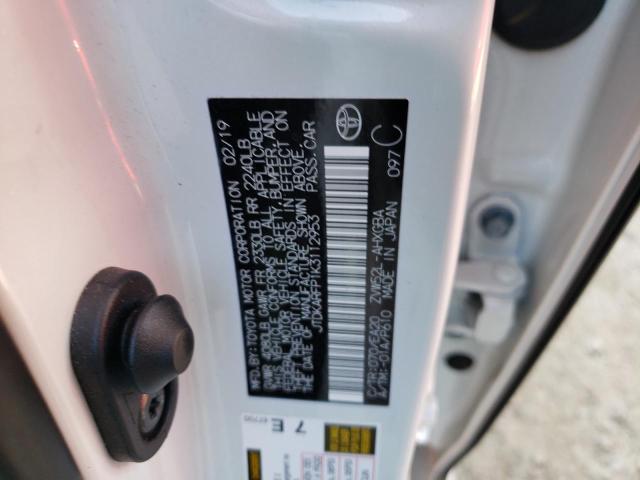 JTDKARFP1K3112953 - 2019 TOYOTA PRIUS PRIM WHITE photo 12