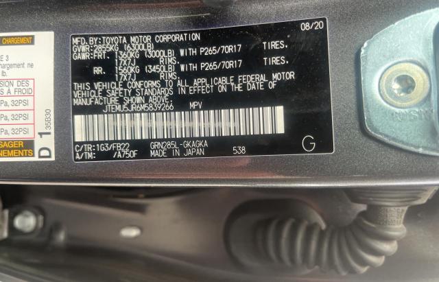 JTEMU5JR6M5839266 - 2021 TOYOTA 4RUNNER SR5/SR5 PREMIUM GRAY photo 10