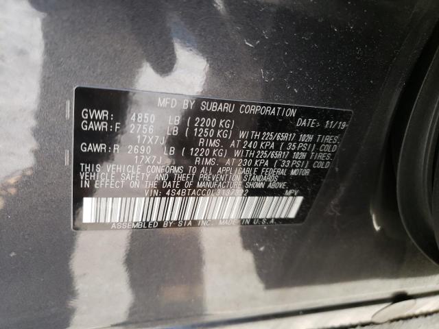 4S4BTACC0L3137322 - 2020 SUBARU OUTBACK PREMIUM GRAY photo 13